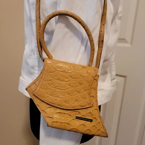 Sergio Cerruti Roma Vintage Avante Garde Mini Tan Leather Handbag - Picture 6 of 14